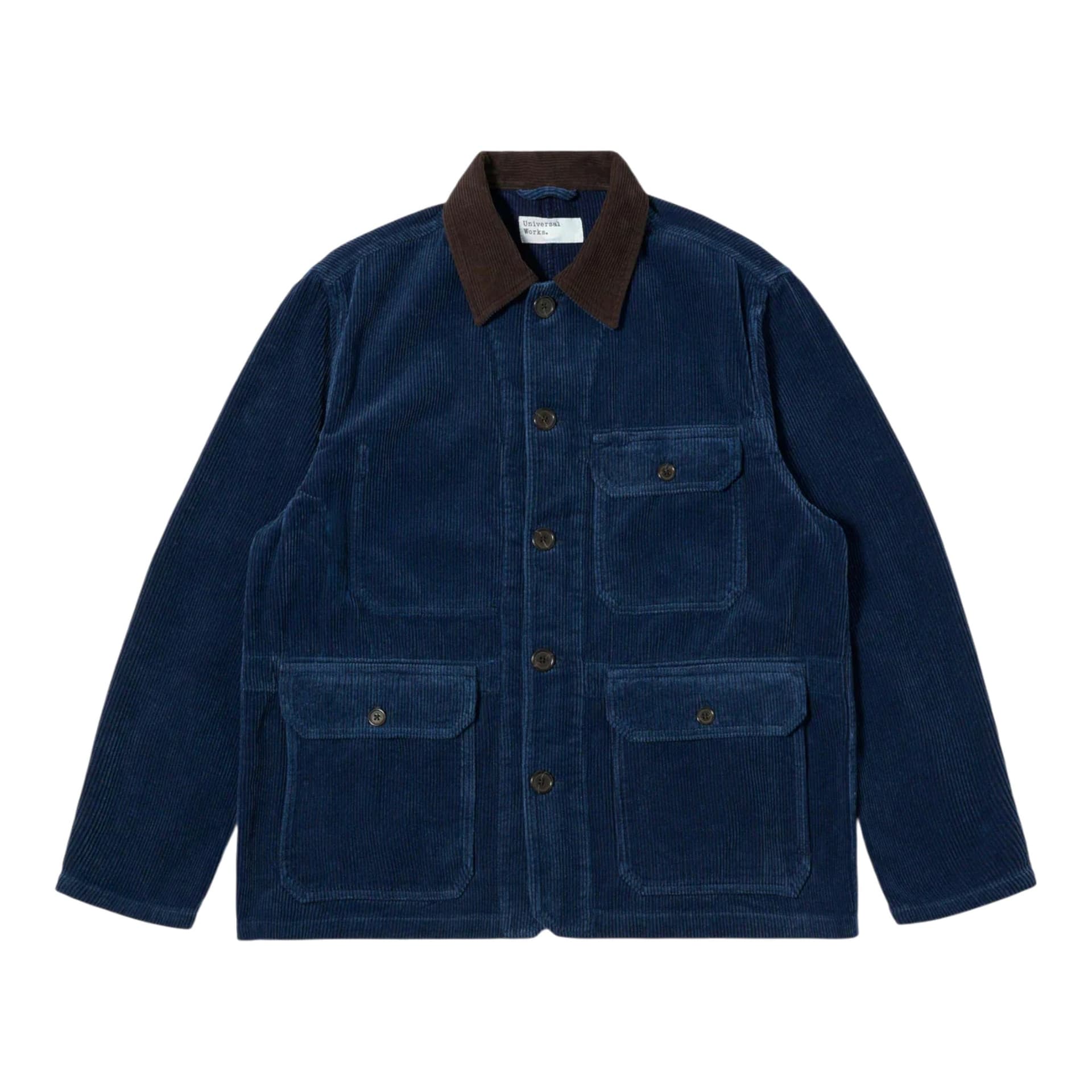 UNIVERSAL WORKS giacca universal works utility jacket recycled indigo cord - indigo da uomo in Abbigliamento tecnico e protettivo Drestige - Casamassima, commercioVirtuoso.it