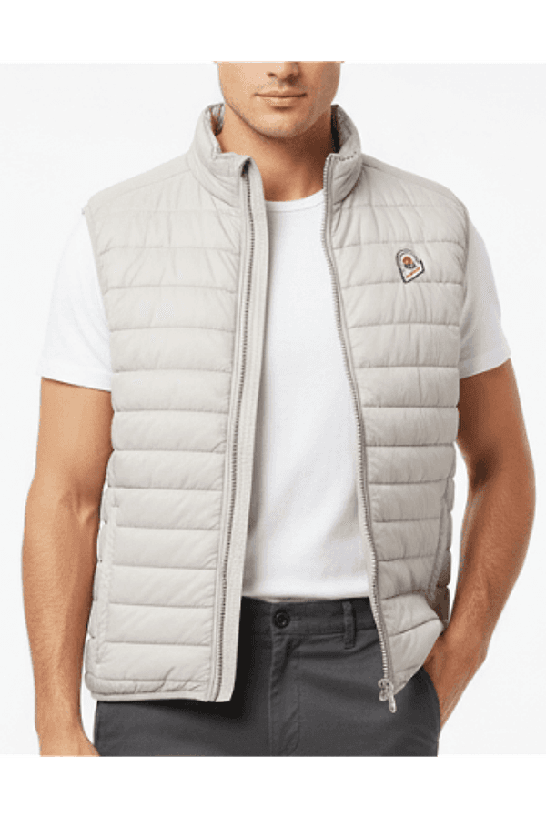 Smanicato uomo Invicta - Gilet Piumino ICON con Cappuccio - Beige con Interno Denim