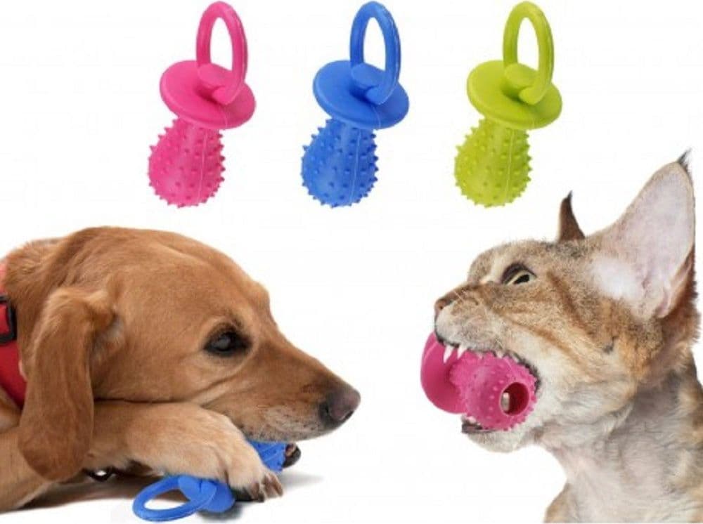 Gioco-Riportino-Per-Animali-Ciuccio-In-Gomma-Sonoro-14-Cm-Morbido-Per-Cani-Gatti