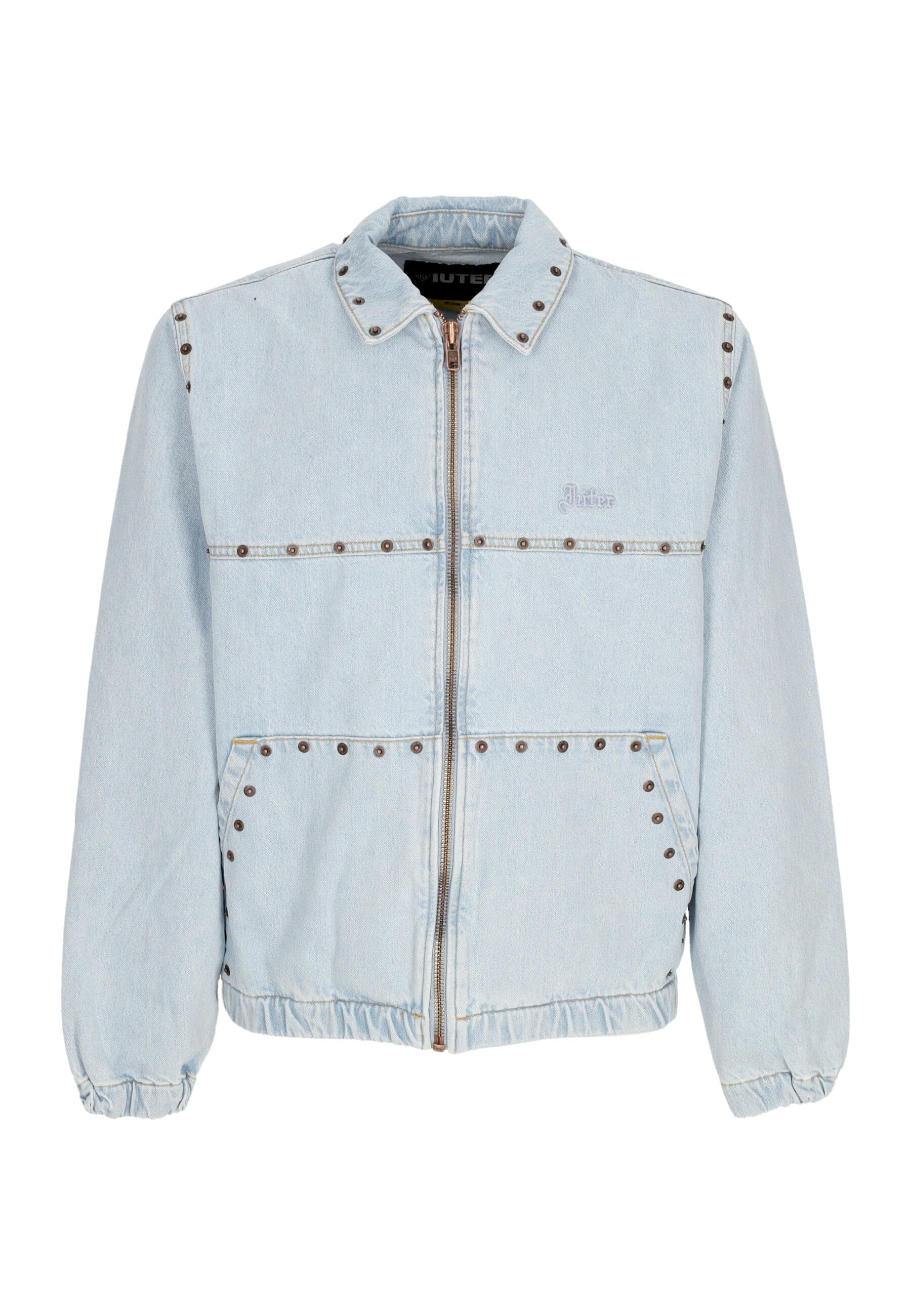 IUTER Giubbotto Jeans Uomo Rivets Harrington Denim Jacket Light Blue da uomo in Giacche Drestige - Casamassima, commercioVirtuoso.it