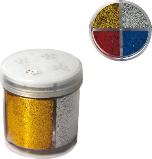 Glitter grana fine - 40 ml - barattolo dispenser - 4 colori assortiti - Deco Casa e cucina/Hobby creativi/Materiali per hobby creativi/Glitter Eurocartuccia - Pavullo, Commerciovirtuoso.it