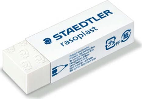 Gomma Rasoplast - 63 x 13 x 23 mm - bianco per matita - Staedtler - box 20 pezzi Cancelleria e prodotti per ufficio/Penne matite scrittura e correzione/Correttori e gomme/Gomme Eurocartuccia - Pavullo, Commerciovirtuoso.it