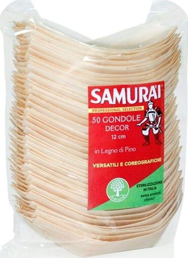 Gondole decor - in legno di pino - 12 cm - Samurai Party . conf. 50 pezzi Casa e cucina/Stoviglie/Stoviglie monouso/Piatti Eurocartuccia - Pavullo, Commerciovirtuoso.it