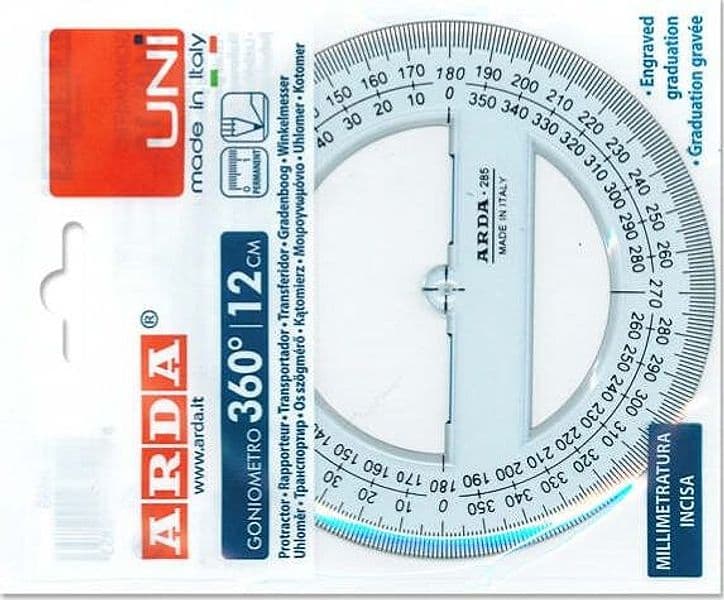 Goniometro Uni - 360gradi - 12cm - Arda Cancelleria e prodotti per ufficio/Archivio ufficio e accessori per scrivania/Strumenti di misura/Goniometri e squadre Eurocartuccia - Pavullo, Commerciovirtuoso.it