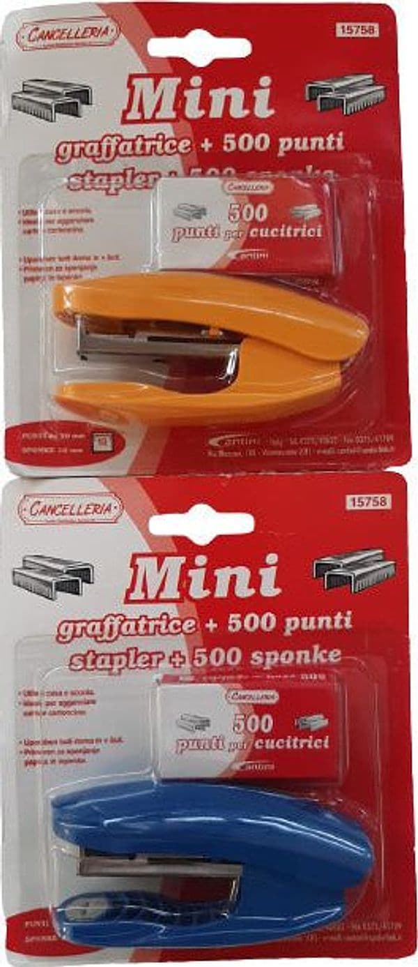 Graffatrice Mini con 500 punti da 10mm Colori assortiti Cancelleria e prodotti per ufficio/Archivio ufficio e accessori per scrivania/Spillatrici e perforatrici/Graffette Scontolo.net - Potenza, Commerciovirtuoso.it