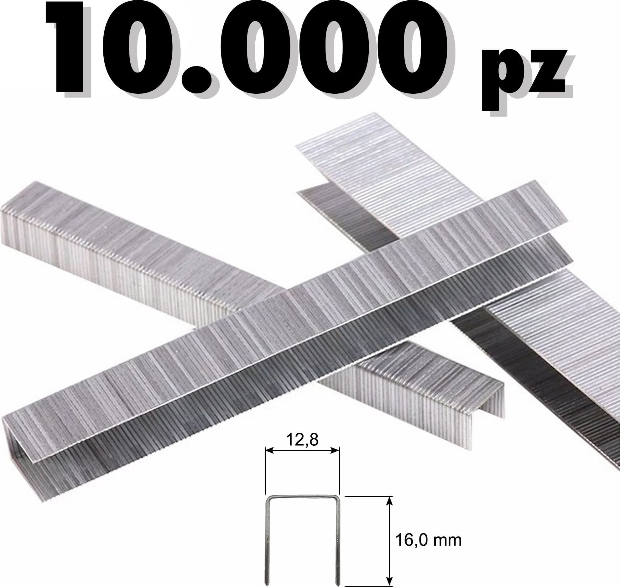GRAFFETTE PUNTI METALLICI 10000 PZ GRAFFETTATRICI PNEUMATICHE 12.8 x 12 mm 8016