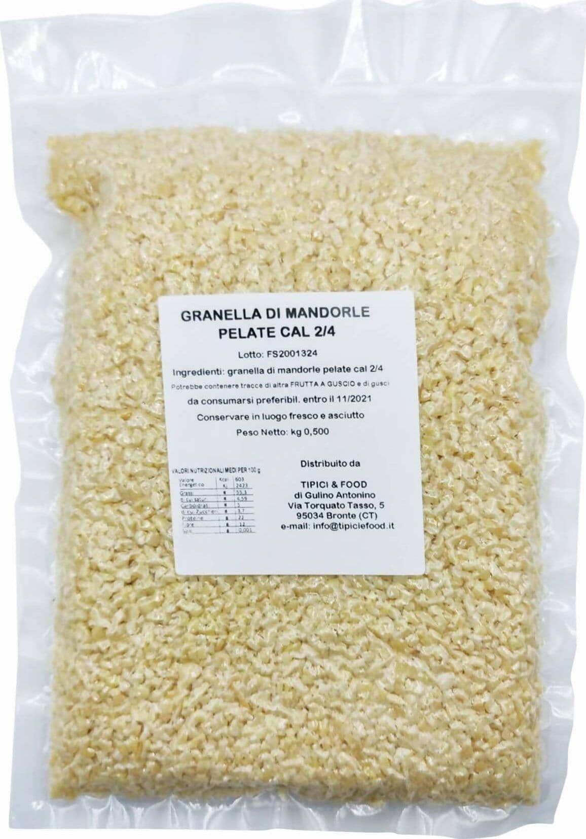 Granella di Mandorle Pelate Cal 2/4 Produzione 100% Sicilia Mandorle Italiane ad Uso Alimentare Granella di Mandorle Tipici & Food - Bronte, Commerciovirtuoso.it