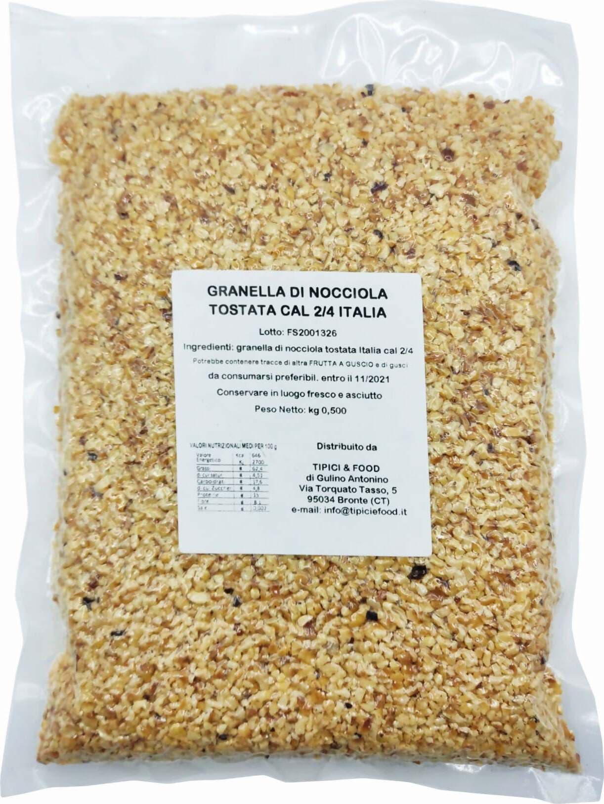 Granella Di Nocciola Tostata 500gr. Cal 2/4 100% Italiana Granella Decorativa per Dolci e Gelato granella di nocciola Tipici & Food - Bronte, Commerciovirtuoso.it