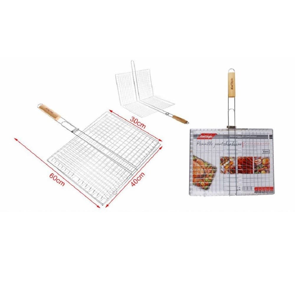 Graticola Griglia A Rete Doppia Per Barbecue 60x40x30cm Con Manico Legno 2406339 Casa e cucina/Elettrodomestici per la cucina/Piastre e griglie elettriche/Piastre Trade Shop italia - Napoli, Commerciovirtuoso.it