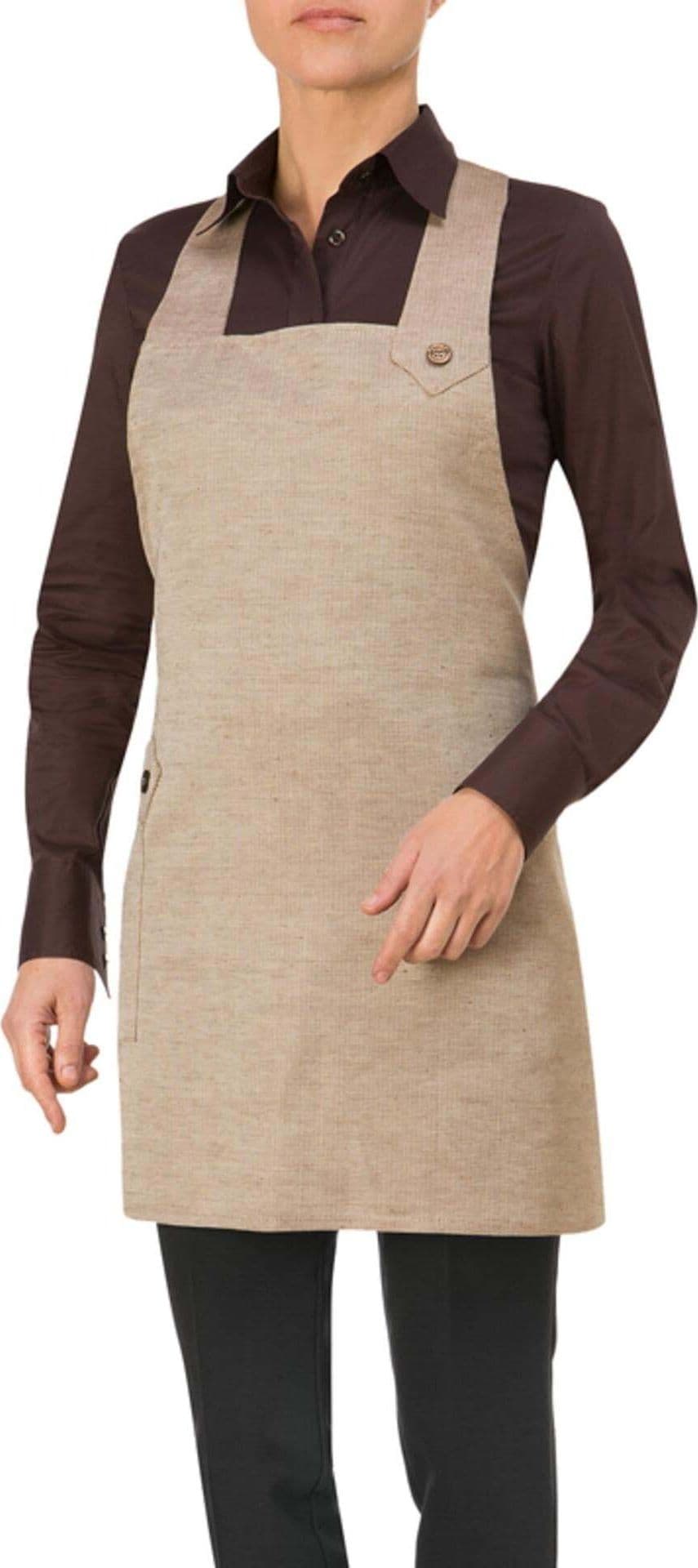 Grembiule Elettra Marrone Misto Lino Grembiule Donna Cameriera con Pettorina in Grembiuli Dresswork - Como, commercioVirtuoso.it