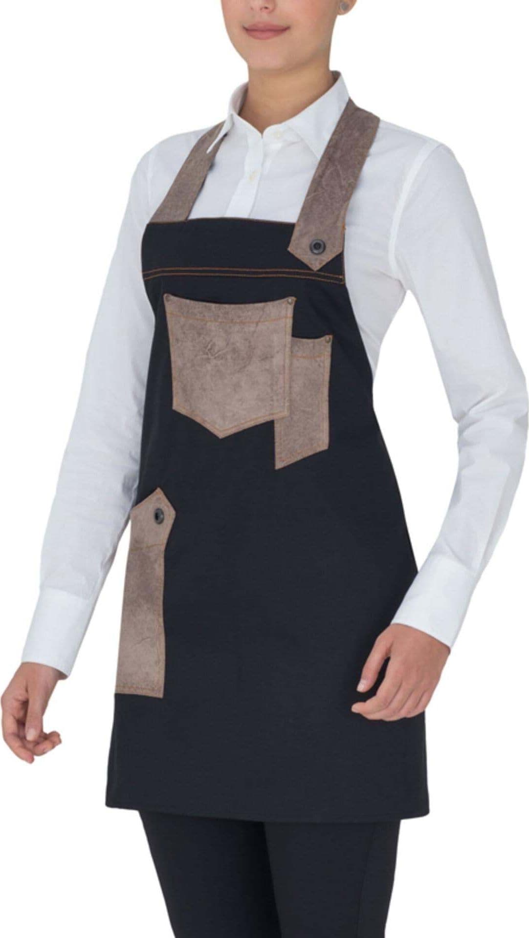 Grembiule Luna Nero con Inserti Pelle Grembiule Donna con Pettorina in Grembiuli Dresswork - Como, commercioVirtuoso.it