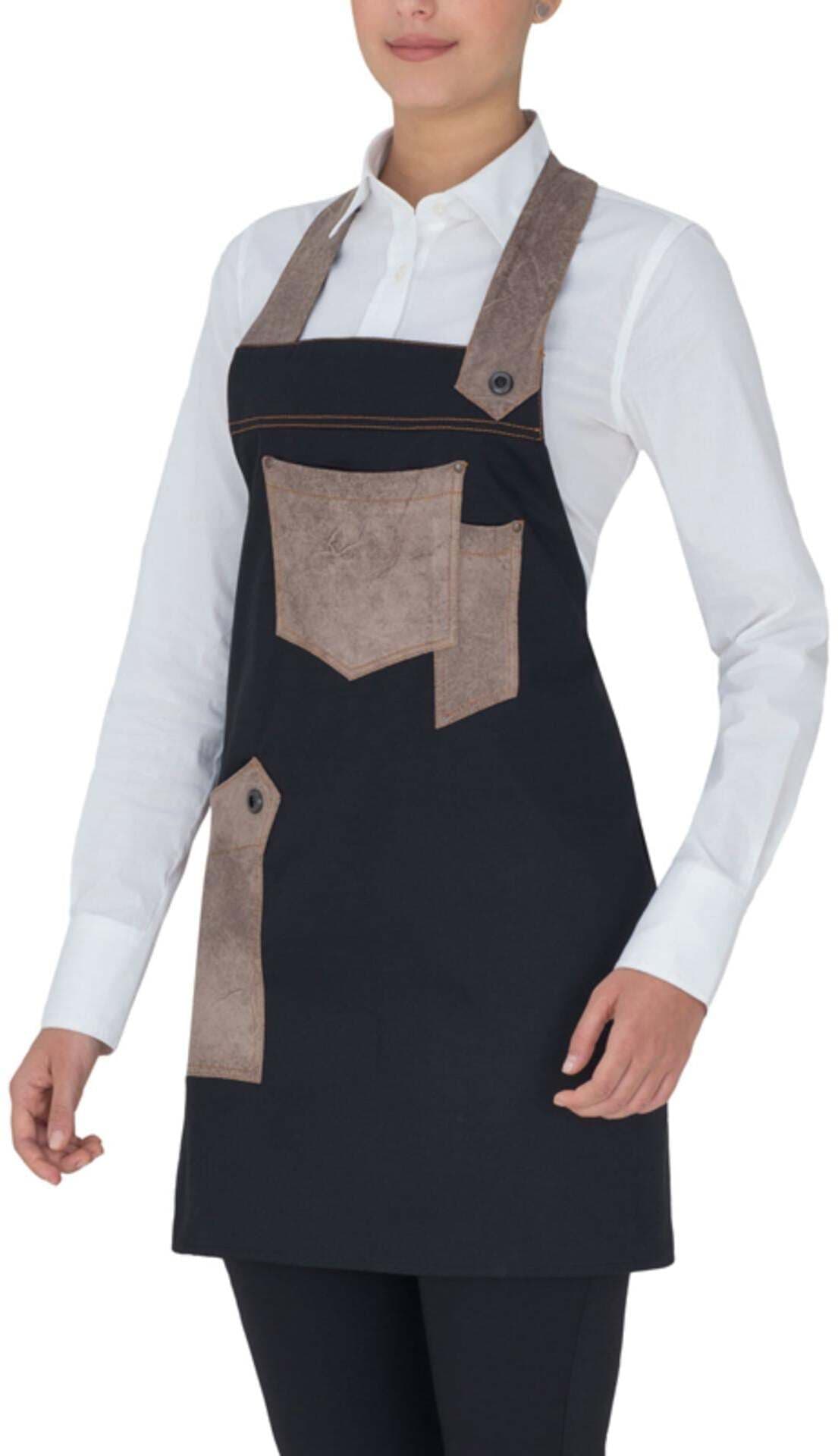 Grembiule Luna Nero con Inserti Pelle Grembiule Donna con Pettorina in Grembiuli Dresswork - Como, commercioVirtuoso.it