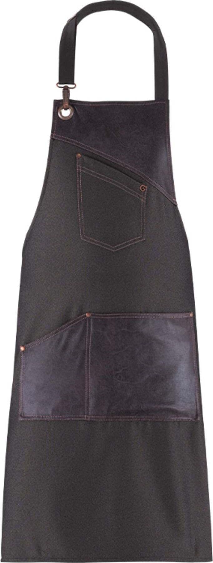 Grembiule Montana Nero Inserti in Ecopelle Grembiule Regolabile Idrorepellente Parrucchiere Estetica in Uniformi sanitarie - top Dresswork - Como, commercioVirtuoso.it