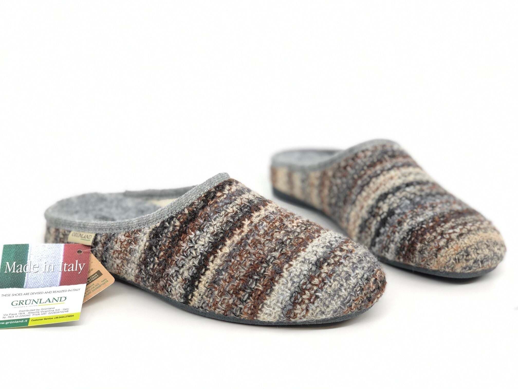 GRUNLAND Ciabatte donna basse ADRI grigio e marrone in Zoccoli Calzature Durello - Agna, commercioVirtuoso.it