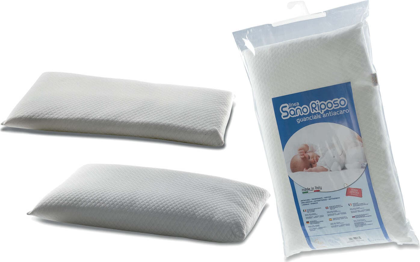 Guanciale Italbaby Sano Riposo Antiacaro Casa e cucina/Tessili per la casa/Biancheria da letto/Cuscini/Cuscini standard La Casa Del Bebè - Napoli, Commerciovirtuoso.it