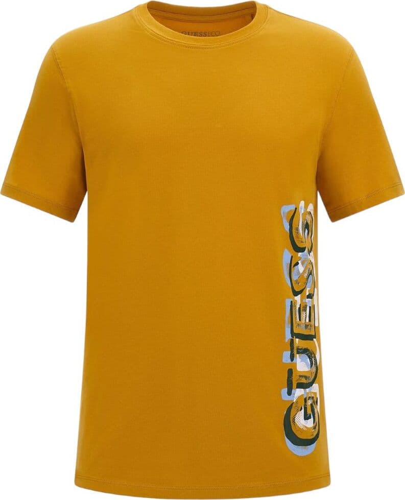 Guess-t-shirt-senape-logo-verticale-M3BI73-J1314