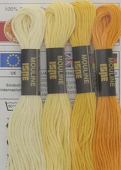 GUTERMANN---4-PEZZI---MATASSINE-DI-FILO-PER-RICAMO-MOULINE---COLORE-MIX-GIALLO---4PZx8MT