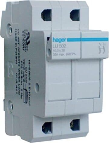 HAGER---BASE-PER-FUSIBILI-CILINDRICI---UL.10,3x38-LU.502---32A-MAX.690V---2-POLI-E-MODULI