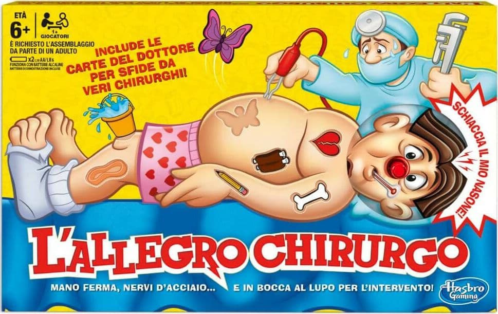 Hasbro Gaming L'allegro Chirurgo, Gioco In Scatola, Dai 6 Anni In Su, Multicolore, 39 X 4 X 24.1 Cm in Giochi di società Cartoleria Deja Vu - Crotone, commercioVirtuoso.it