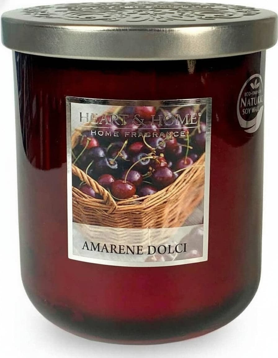 Heart & Home Candela Profumata Amarene Dolci 340 Gr Candela Profuma Ambienti 75 Ore Di Soia in Giara Bellezza/Fragranze e profumi/Candele profumate e profumi per la casa/Candele Tiziana non solo gioielli - Civitanova Marche, Commerciovirtuoso.it