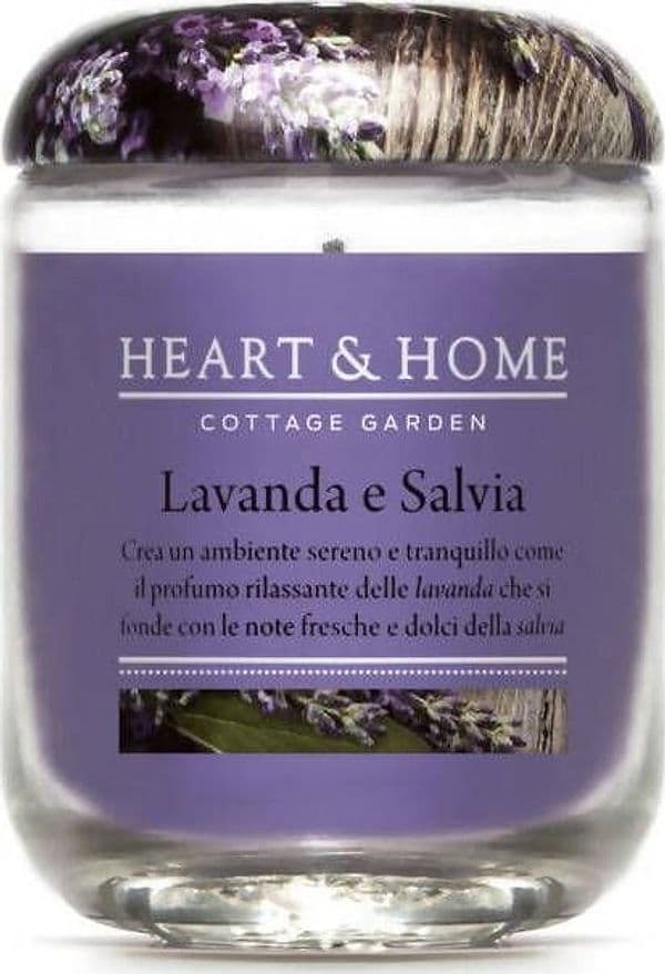 Heart&Home Candela Profumata In Cera Di Soia Lavanda e Salvia - 340g Fragranza Per Ambienti 75ore candela Tiziana non solo gioielli - Civitanova Marche, Commerciovirtuoso.it