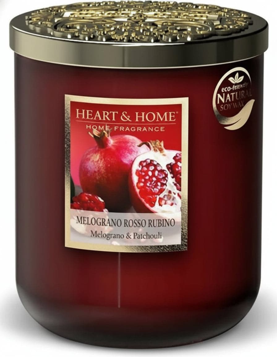 Heart&Home Candela Profumata In Cera Di Soia Melograno Rosso Rubino 230 gr- Fragranza Per Ambienti 40 ore Candela di Soia Tiziana non solo gioielli - Civitanova Marche, Commerciovirtuoso.it