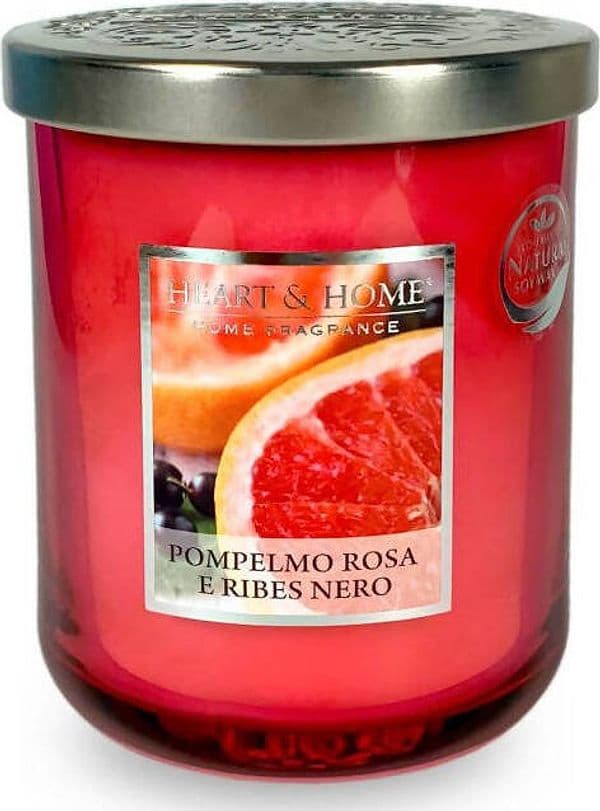 Heart&Home Candela Profumata In Cera di Soia Pompelmo Rosa e Ribes Nero 115gr. Candele Profumate per La Casa Candela Tiziana non solo gioielli - Civitanova Marche, Commerciovirtuoso.it