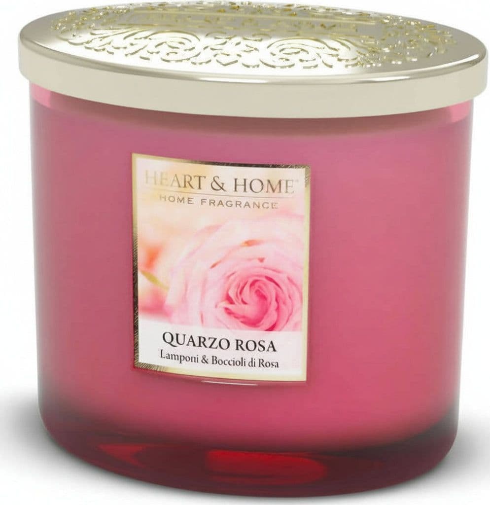 Heart&Home Candela Profumata In Cera Di Soia Quarzo Rosa- 230 gr- Fragranza Per Ambienti 40 ore Candela di Soia Tiziana non solo gioielli - Civitanova Marche, Commerciovirtuoso.it