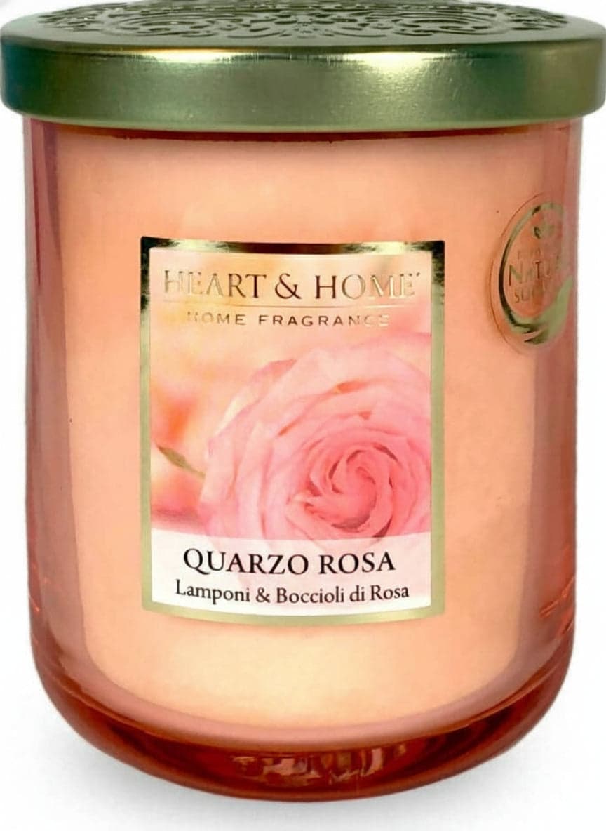 Heart&Home Candela Profumata In Cera Di Soia Quarzo Rosa- 340 gr- Fragranza Per Ambienti 75 ore Candela di Soia Tiziana non solo gioielli - Civitanova Marche, Commerciovirtuoso.it