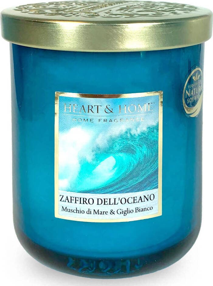 Heart&Home Candela Profumata In Cera Di Soia Zaffiro dell'Oceano - 115 gr- Fragranza Per Ambienti 30 Ore Candela di Soia Tiziana non solo gioielli - Civitanova Marche, Commerciovirtuoso.it