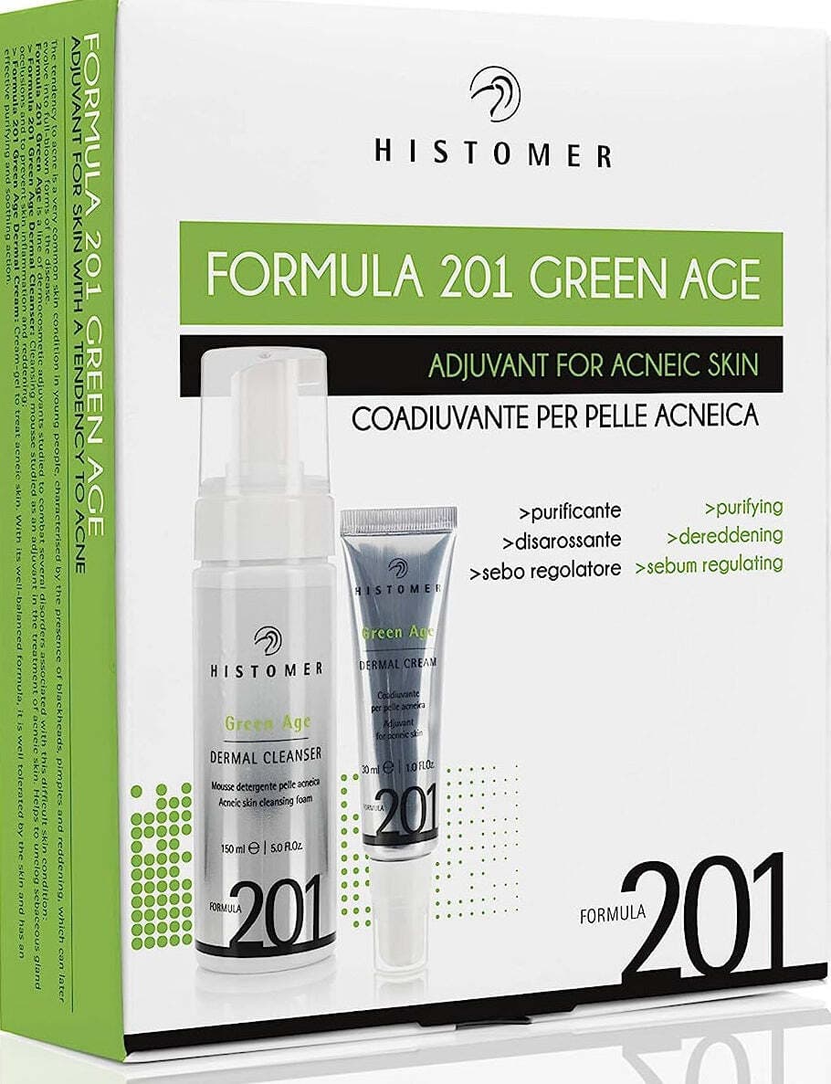 Histomer Formula 201 Green Age Kit Prodotti Viso Linea Coadiuvanti Dermo Cosmetici Kit Mousse Di Pulizia Viso, Grema Gel Azione Purificante E Struccante Green Age in Gel detergenti Beauty Sinergy F&C - Treviso, commercioVirtuoso.it