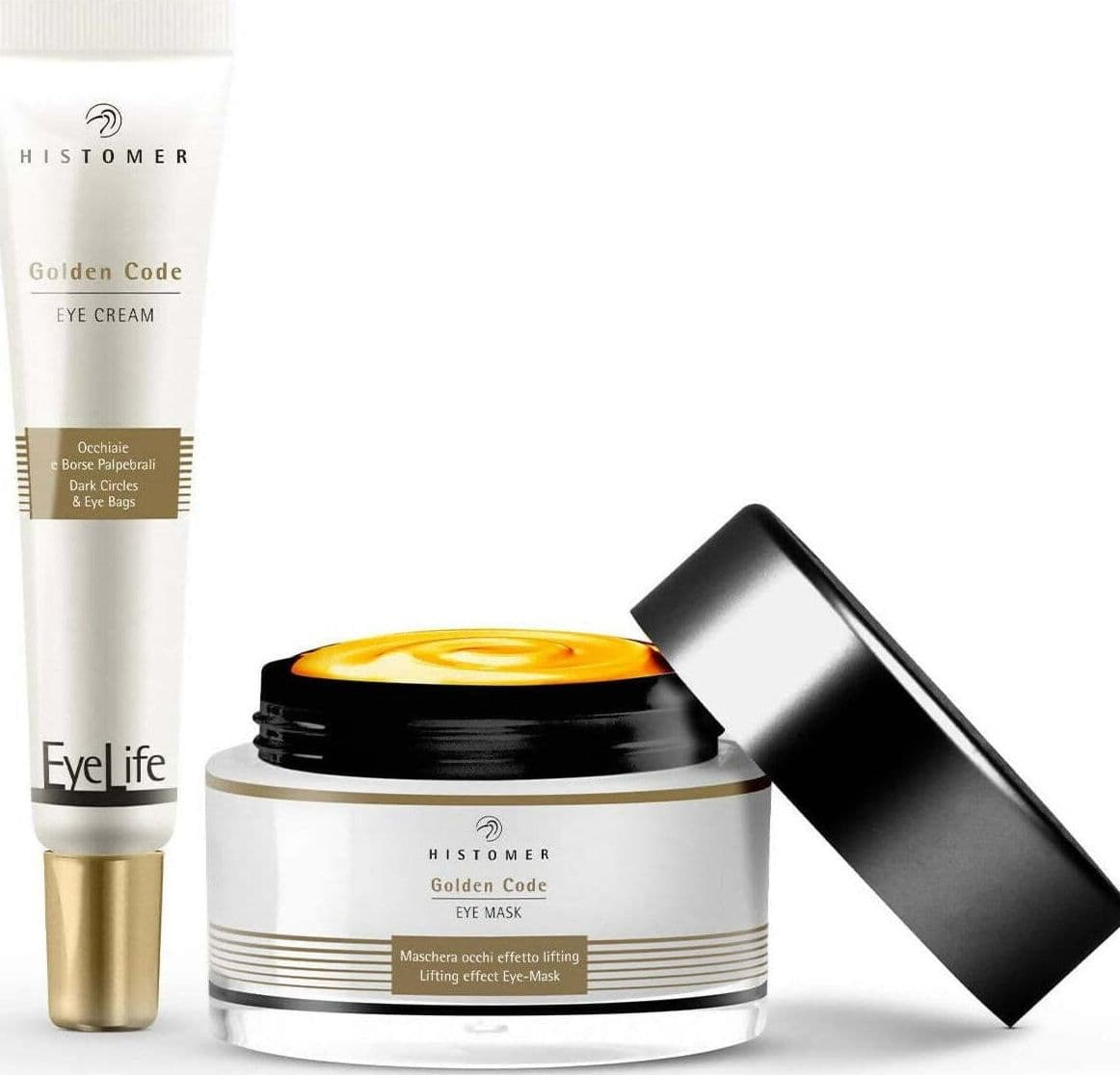 Histomer Maschera Occhi Golden Code Eye Mask 45 Ml + Contorno Occhi Per Borse E Occhiaie Golden Code Eye 15ml Set Contorno Occhi Antiage, Anti Occhiaie E Borse, Antirughe Con Oro Colloidale Puro, Bio Peptidi E Cellule Staminali Vegetali in Set regalo Beauty Sinergy F&C - Treviso, commercioVirtuoso.it
