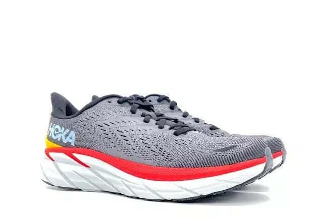 HOKA CLIFTON 8 MAN grey red in Scarpe da corsa su strada Calzature Durello - Agna, commercioVirtuoso.it