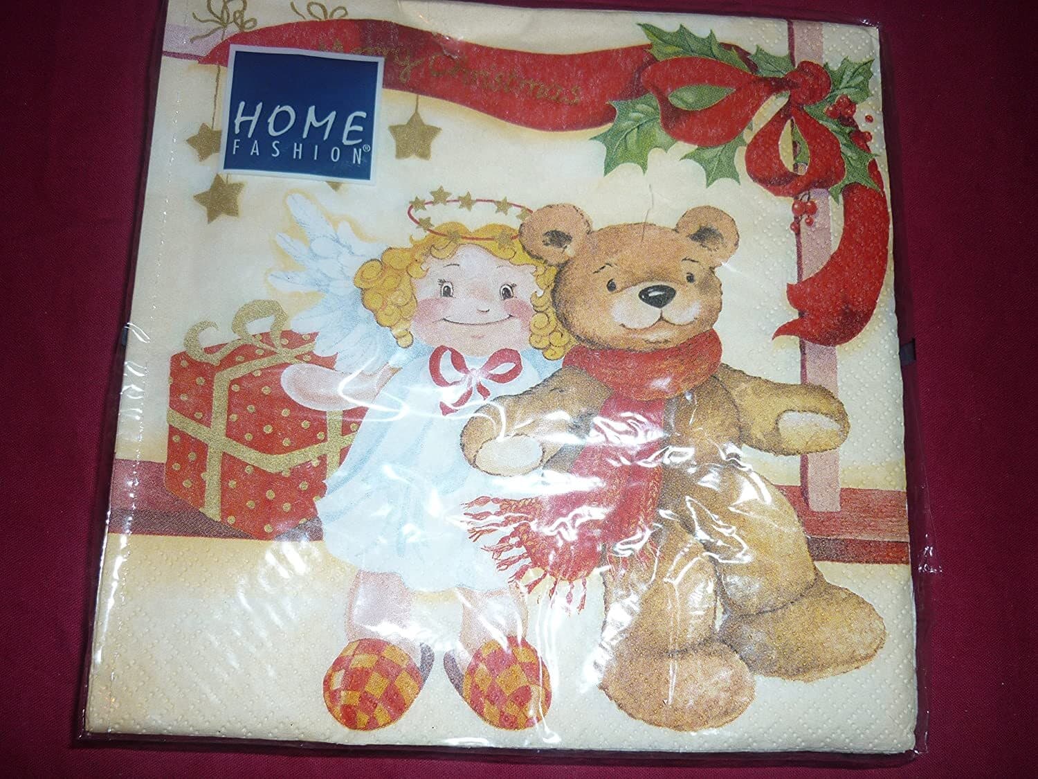 HOME-FASHION---20-PEZZI---CONFEZIONE-DA-20-TOVAGLIOLI-PER-DECOUPAGE-33X33CM---CON-ORSO-E-ANGELO