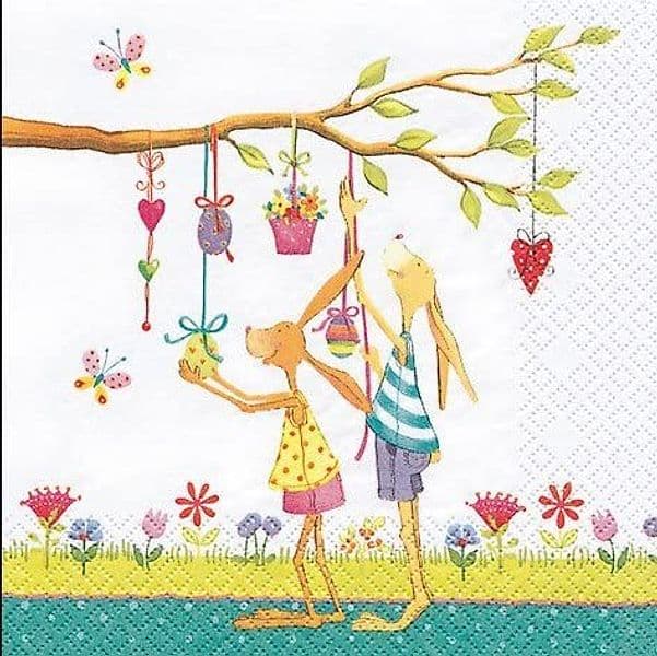 HOME FASHION - CONFEZIONE DI TOVAGLIOLI PER DECOUPAGE DA 20PZ 33X33CM - FANTASIA CONIGLIETTI