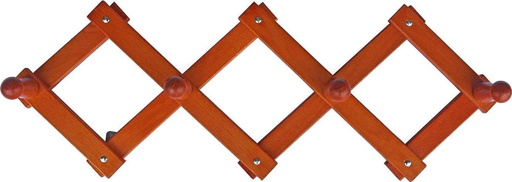Home-System-R21453-Portabiti-Appendiabiti-in-Legno-a-4-Posti,-Richiudibile-Estensibile,-Legno-Ciliegio