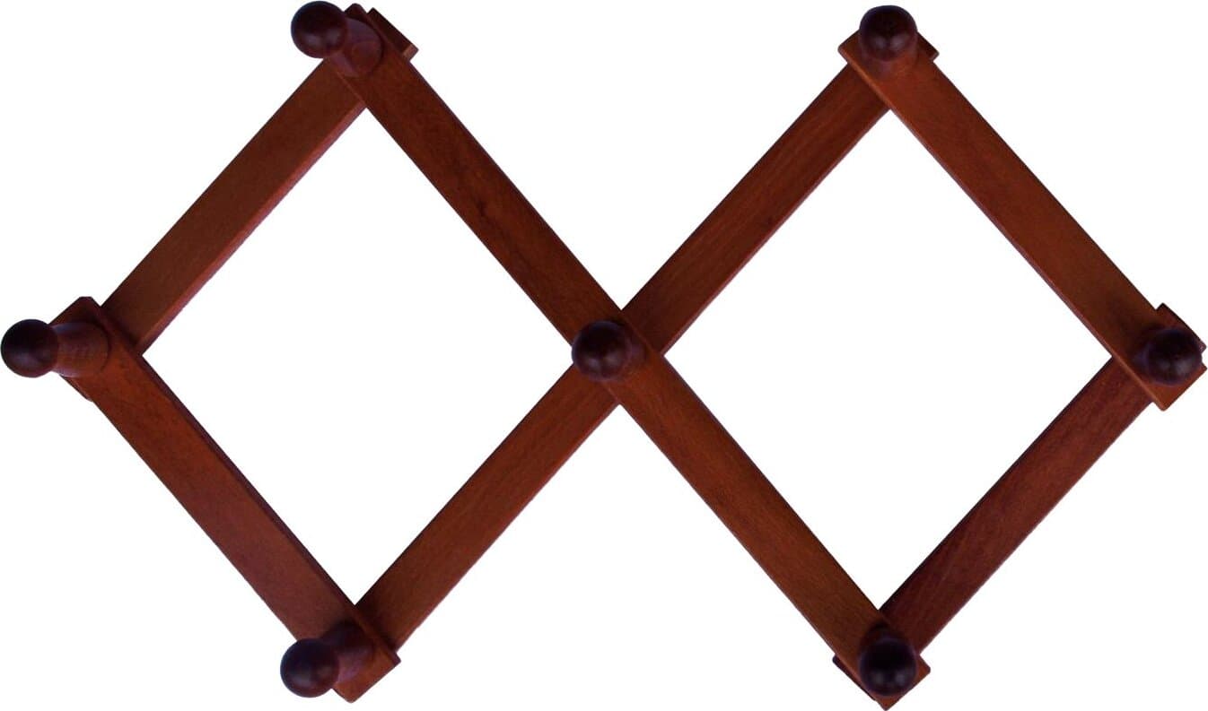 Home System R21456 Portabiti Appendiabiti in Legno a 7 Posti, Richiudibile Estensibile, Legno Noce