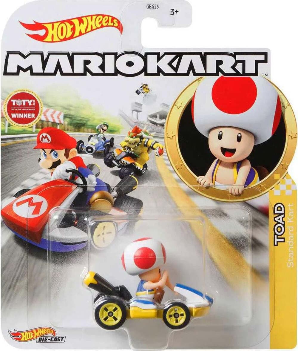 Hot-Wheels-Mario-Personaggio-Toad---Veicolo-in-Metallo-Scala-1:64-Mattel
