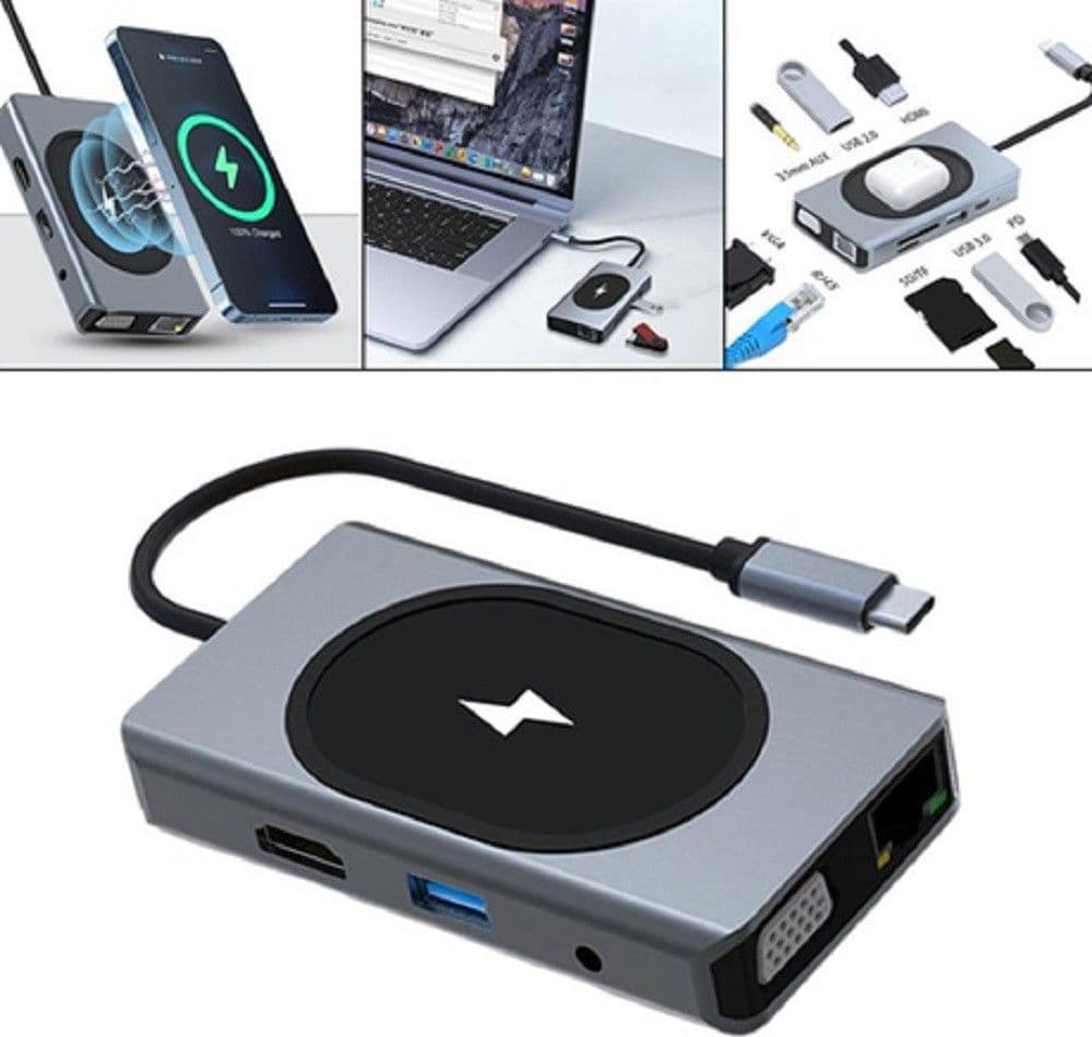 Hub Docking Station Usb-c Con Ricarica Wireless Q-hu666 Adattatore Multifunzione Elettronica/Informatica/Accessori/USB Hub Trade Shop italia - Napoli, Commerciovirtuoso.it