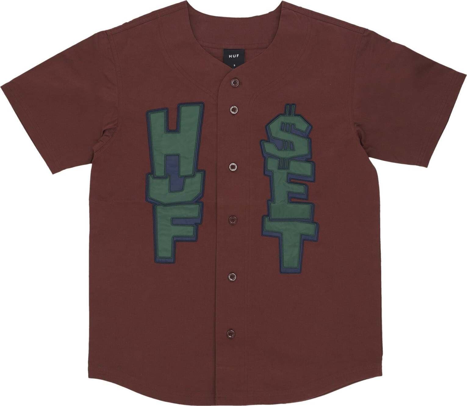 HUF-Casacca-Bottoni-Uomo-Team-Baseball-Jersey-Eggplant-da-uomo