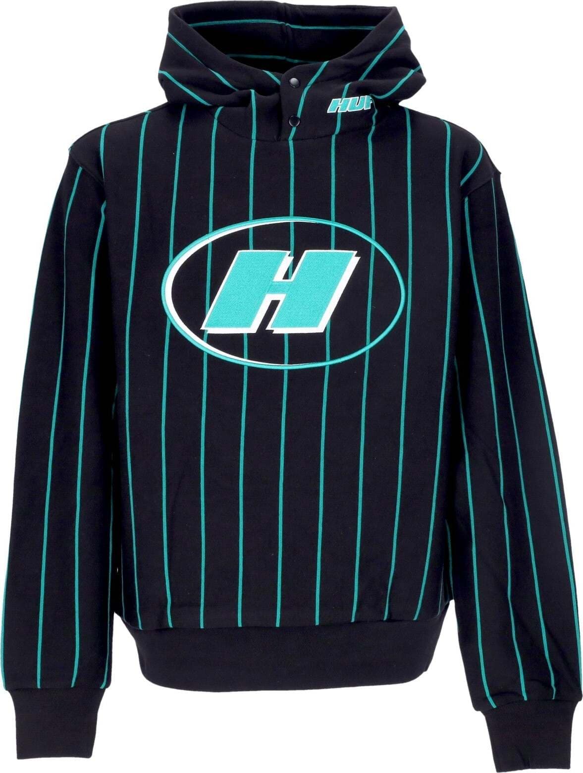 HUF-Felpa-Cappuccio-Uomo-Capital-Hoodie-Black-da-uomo
