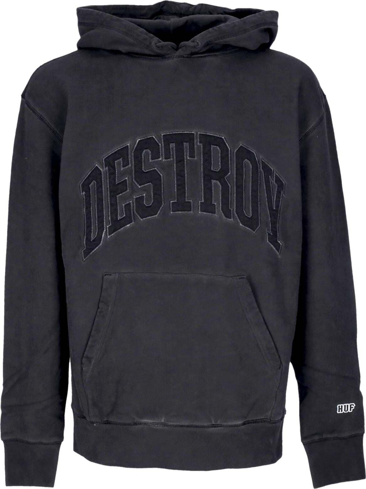 HUF-Felpa-Cappuccio-Uomo-Destroy-Rebuild-Fader-Hoodie-Gun-Metal-da-uomo
