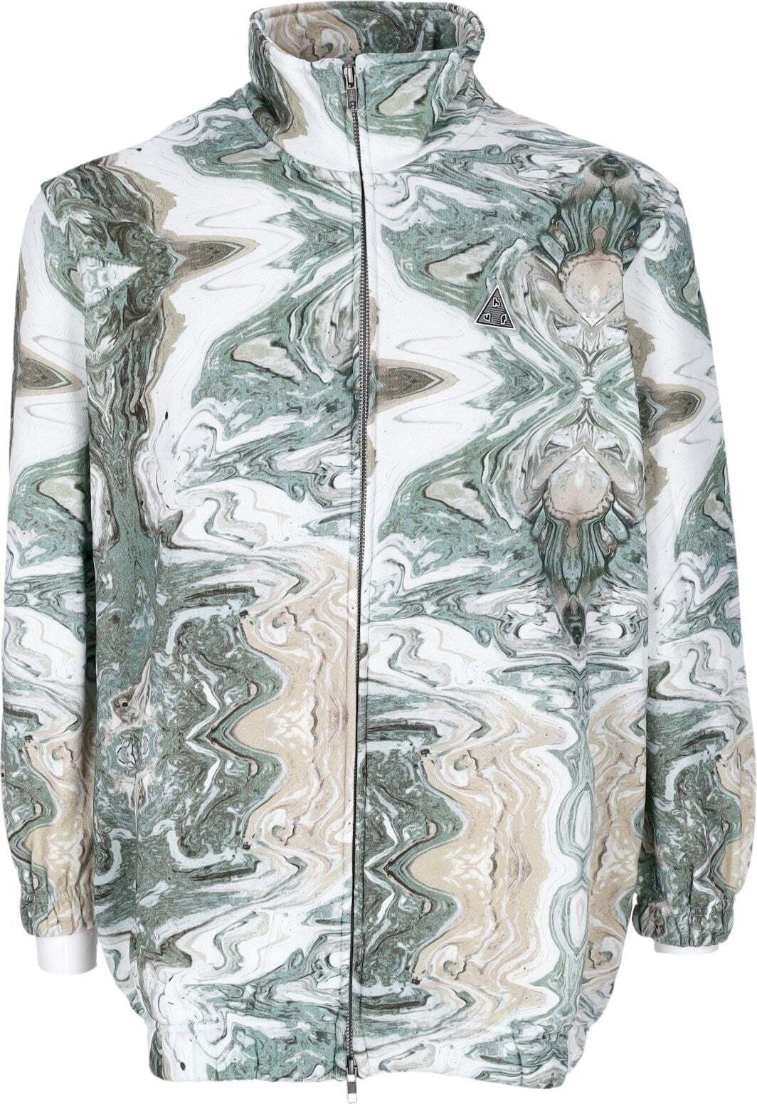 HUF-Felpa-Collo-Alto-Donna-Swirl-Oversized-Fleece-Full-Zip-Olive-da-donna