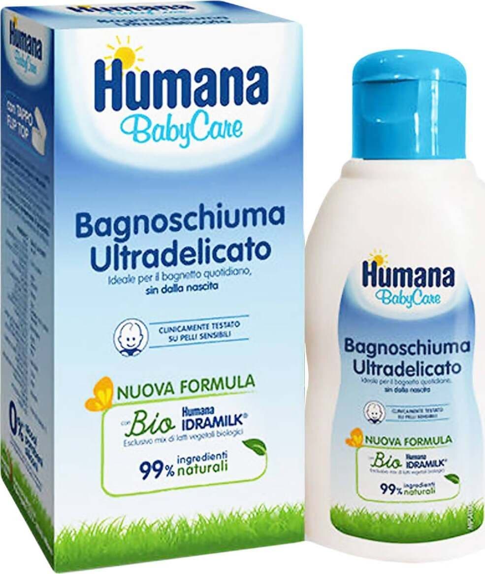 Humana Baby Care Bagnoschiuma Ultradelicato Per Bambini 200 Ml Humana Bio 99% Di Ingredienti Naturali