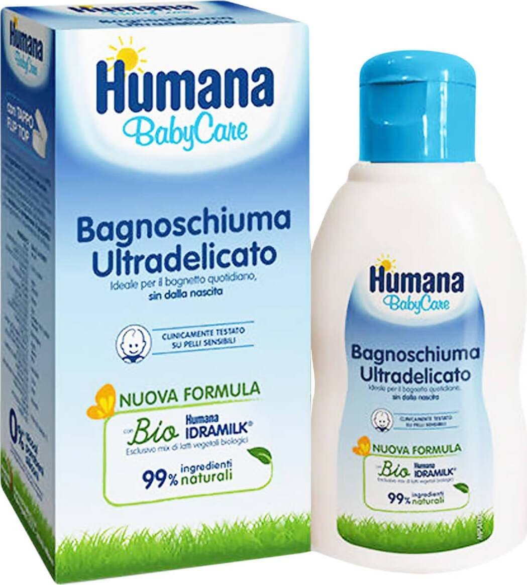 Humana Baby Care Bagnoschiuma Ultradelicato Per Bambini 200 Ml Humana Bio 99% Di Ingredienti Naturali