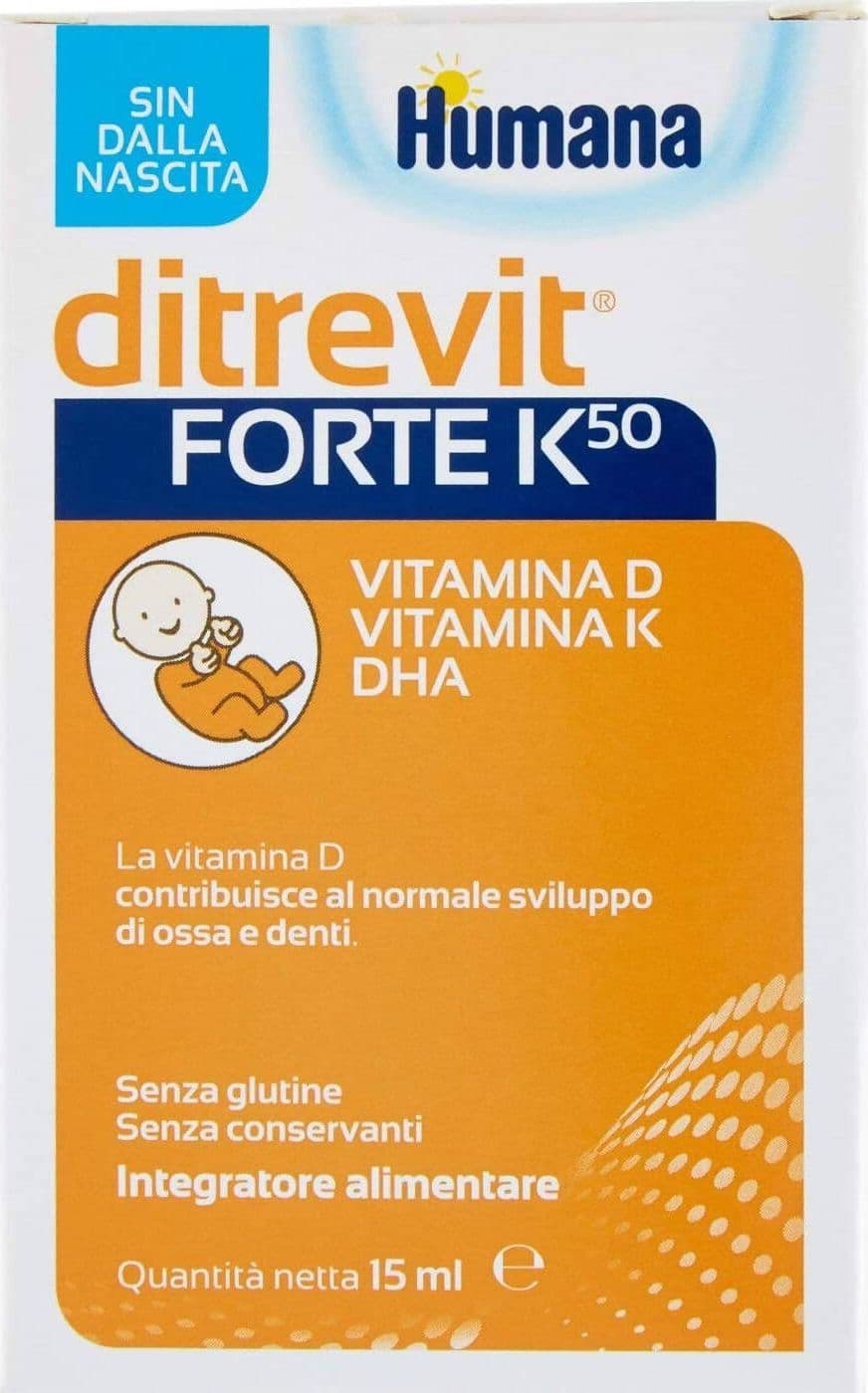Humana Ditrevit Forte K50 Integratore Alimentare per Bambini - 15 ml con Vitamine D E K e DHA Integratore Alimentare Vitamine Sanitaria Gioia del Bimbo - Villa San Giovanni, Commerciovirtuoso.it