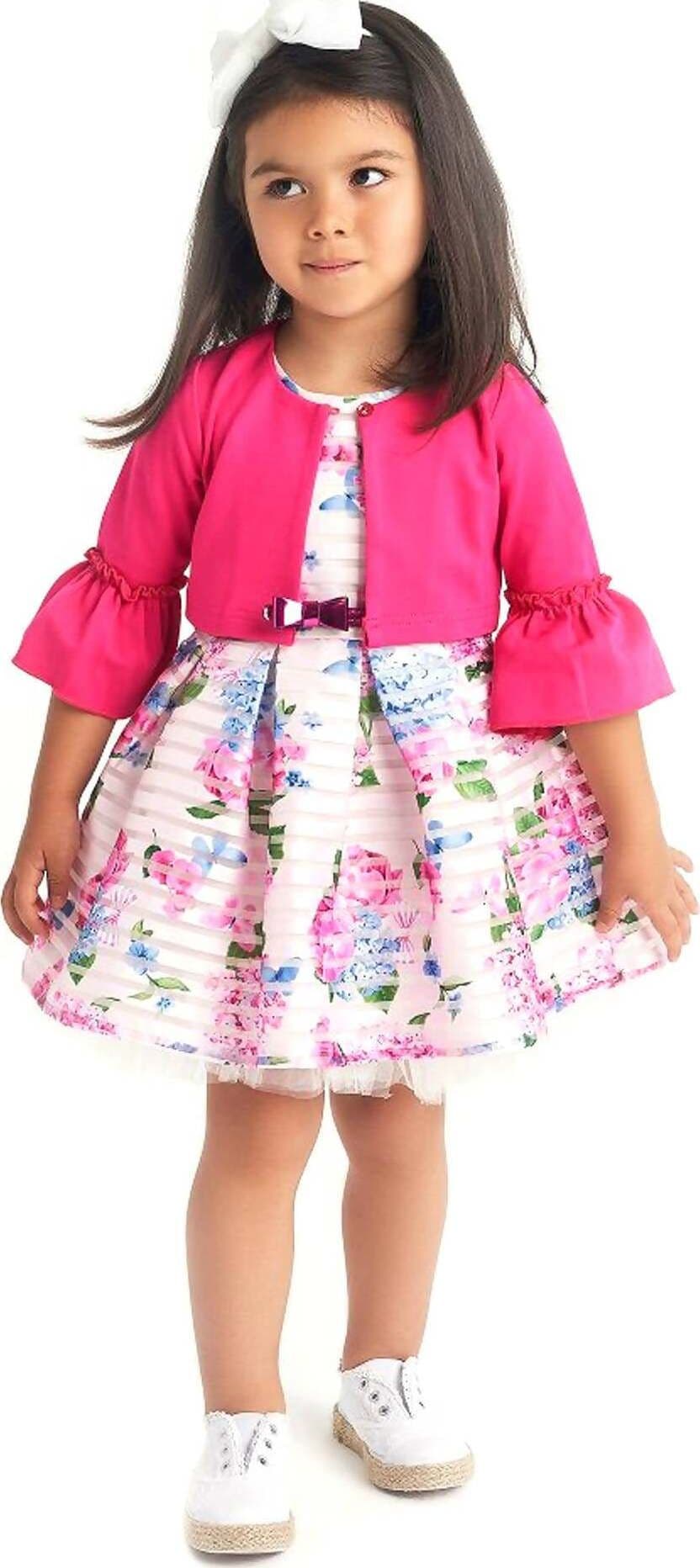 Ido Vestito ELegante Bambina Vestitino Cerimonia Senza Maniche iDO 44314 chiffon a righe e fantasia floreale Moda/Bambini e ragazzi/Abbigliamento/Abiti e giacche/Abiti Mondo Bimbo - Bagnara Calabra, Commerciovirtuoso.it