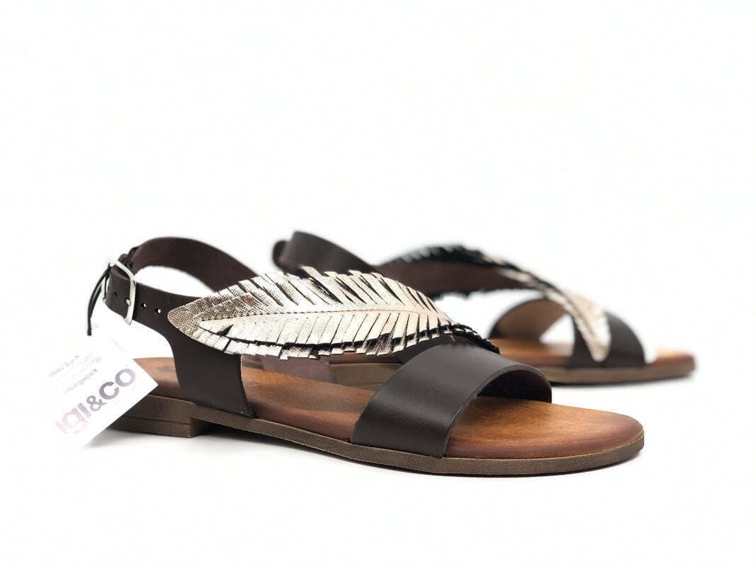 IGI&CO Sandalo donna Marrone/ Oro con foglia in Sandali moda Calzature Durello - Agna, commercioVirtuoso.it