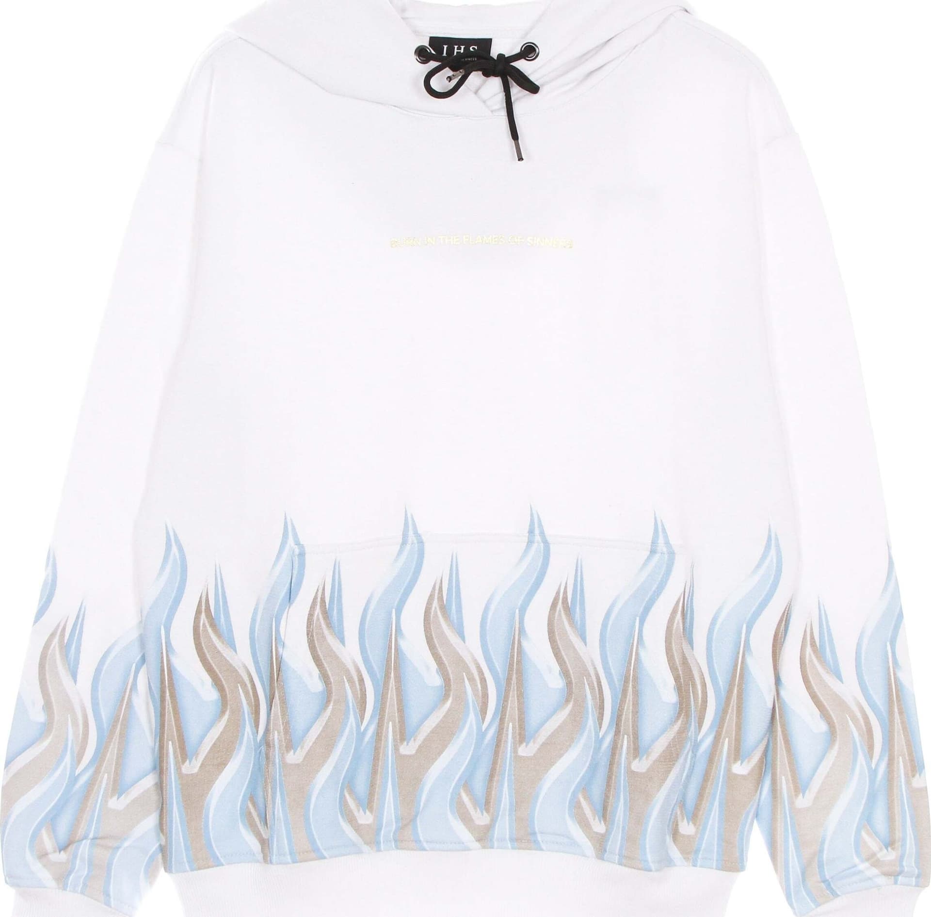 IHS-Felpa-Leggera-Cappuccio-Uomo-New-Flames-Hoodie-White-da-uomo
