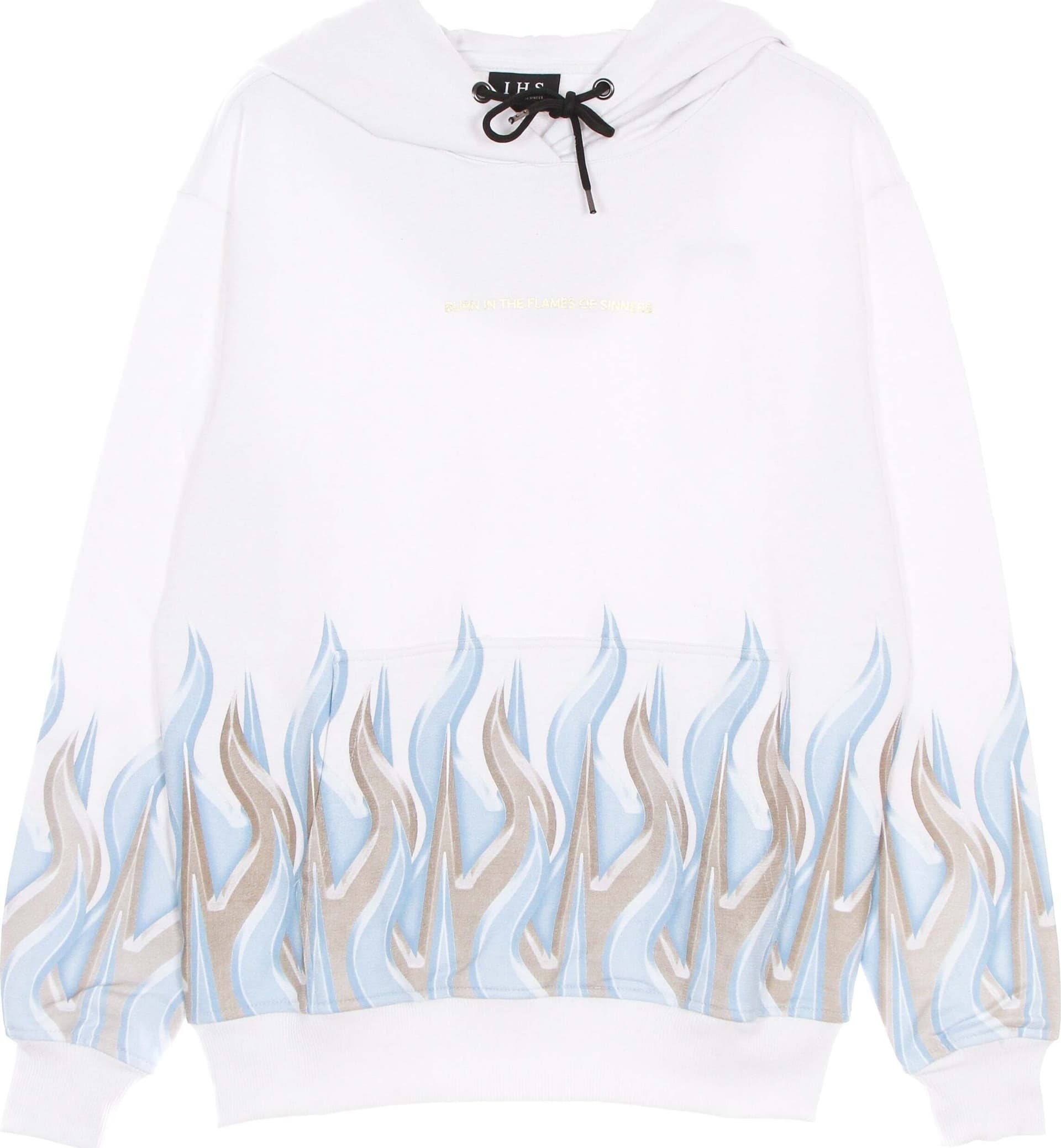 IHS-Felpa-Leggera-Cappuccio-Uomo-New-Flames-Hoodie-White-da-uomo